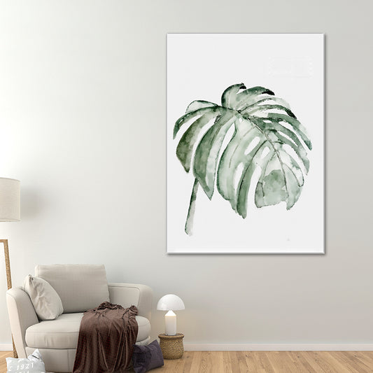Tropical Leaf Pattern Wall Art Green Living Room Canvas Print, Textured Surface Clearhalo 'Art Gallery' 'Canvas Art' 'Contemporary Art Gallery' 'Modern' Arts' 1640726