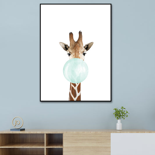 Animals Image Wall Decor Kid's Style Textured Girls Bedroom Painting, Multiple Sizes Green