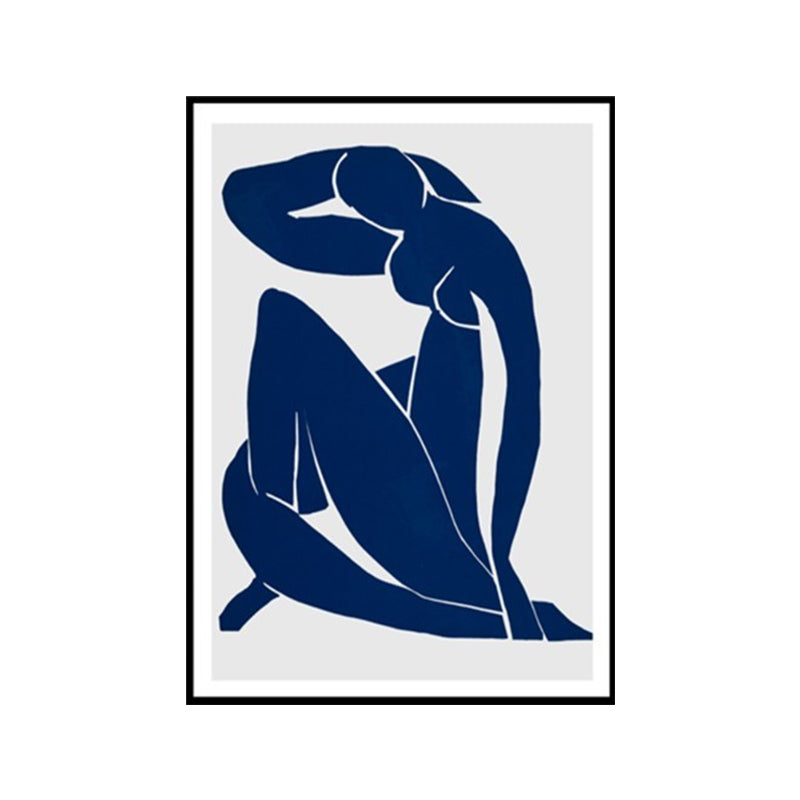 Crouched Girl's Portraiture Wall Decor Textured Nordic Style for Boys Bedroom Painting Clearhalo 'Arts' 'Canvas Art' 1640790