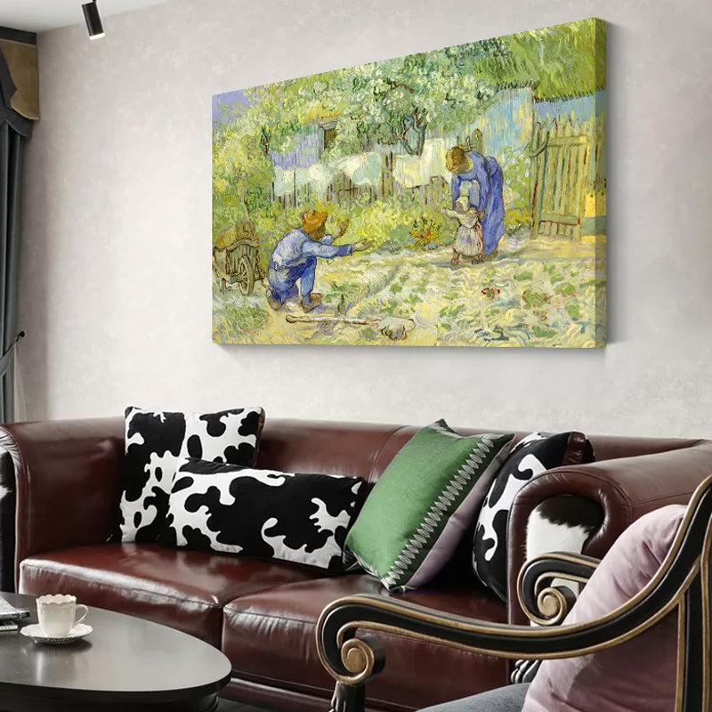 Green Country Painting First Steps after Millet Canvas Wall Art for Sitting Room Clearhalo 'Art Gallery' 'Canvas Art' 'Country Art Gallery' 'French Country' 'Rustic' Arts' 1640802