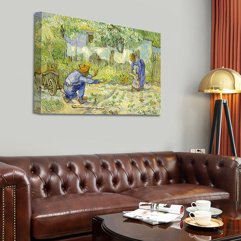 Green Country Painting First Steps after Millet Canvas Wall Art for Sitting Room Clearhalo 'Art Gallery' 'Canvas Art' 'Country Art Gallery' 'French Country' 'Rustic' Arts' 1640803