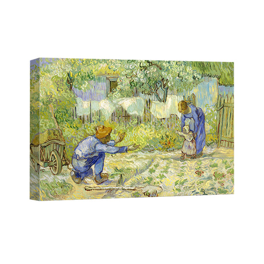 Green Country Painting First Steps after Millet Canvas Wall Art for Sitting Room Clearhalo 'Art Gallery' 'Canvas Art' 'Country Art Gallery' 'French Country' 'Rustic' Arts' 1640804