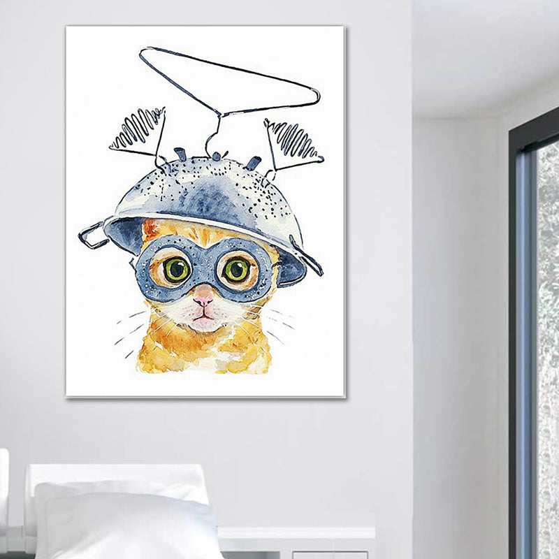 Textured Pet Painting Wall Decoration Canvas Cartoon Wall Art for Kids Bedroom Blue Clearhalo 'Art Gallery' 'Canvas Art' 'Kids' Arts' 1640815
