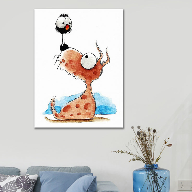 Textured Pet Painting Wall Decoration Canvas Cartoon Wall Art for Kids Bedroom Orange Clearhalo 'Art Gallery' 'Canvas Art' 'Kids' Arts' 1640822