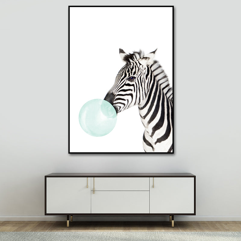 Animals and Balloon Illustrations Painting Children's Art Canvas Wall Print, Multiple Sizes Black Clearhalo 'Art Gallery' 'Canvas Art' 'Kids' Arts' 1640878