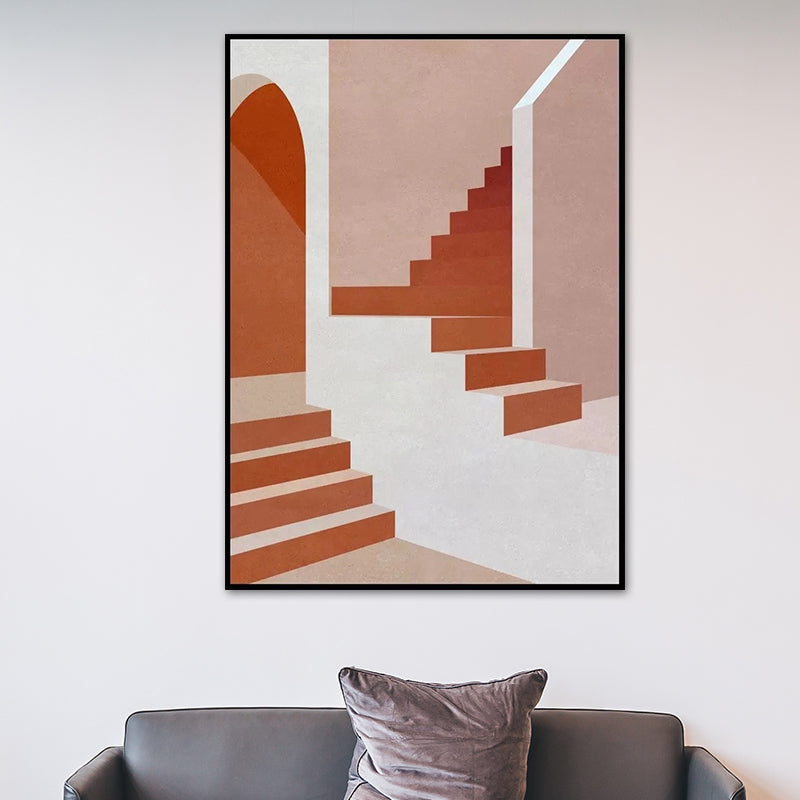 Indoor Stairs Wall Decor in Light Color Contemporary Style Canvas for Dining Room Clearhalo 'Art Gallery' 'Canvas Art' 'Contemporary Art Gallery' 'Modern' Arts' 1640893