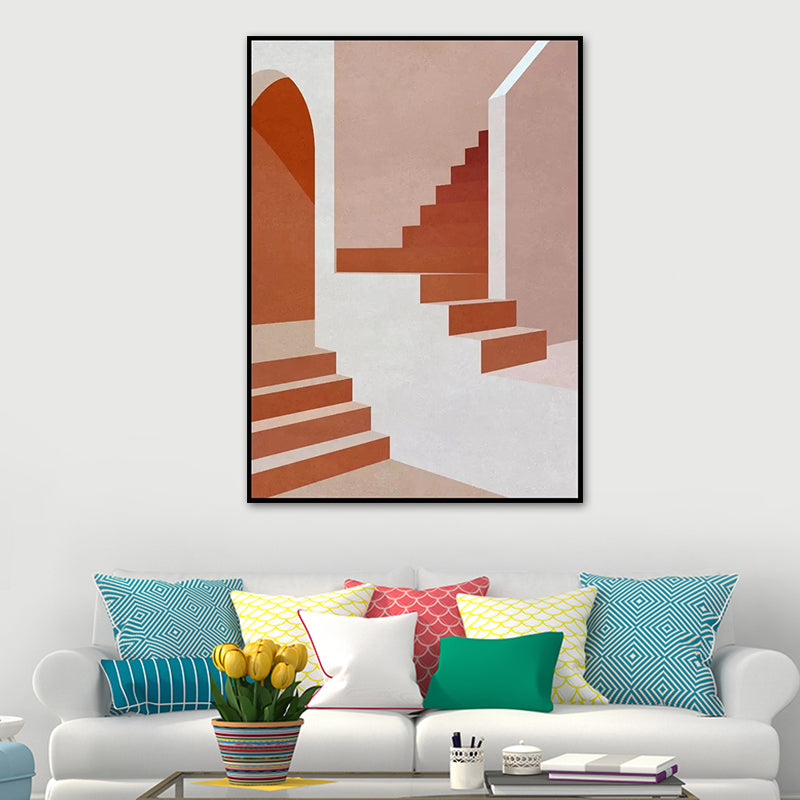 Indoor Stairs Wall Decor in Light Color Contemporary Style Canvas for Dining Room Clearhalo 'Art Gallery' 'Canvas Art' 'Contemporary Art Gallery' 'Modern' Arts' 1640894