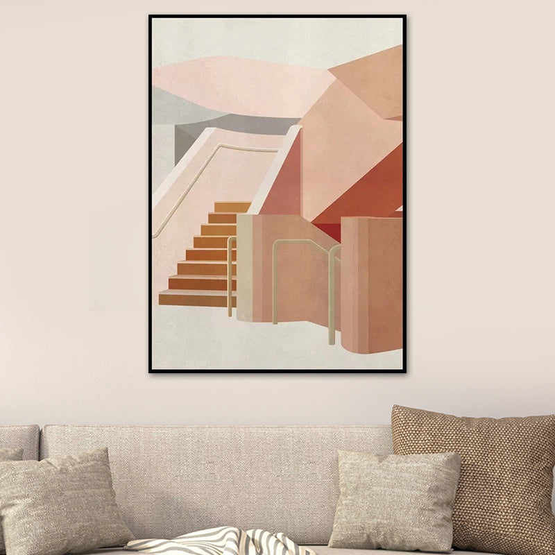 Indoor Stairs Wall Decor in Light Color Contemporary Style Canvas for Dining Room Yellow Clearhalo 'Art Gallery' 'Canvas Art' 'Contemporary Art Gallery' 'Modern' Arts' 1640899