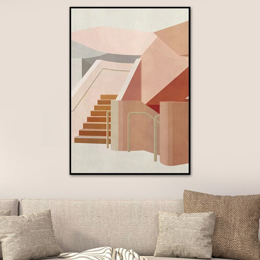 Indoor Stairs Wall Decor in Light Color Contemporary Style Canvas for Dining Room Yellow Clearhalo 'Art Gallery' 'Canvas Art' 'Contemporary Art Gallery' 'Modern' Arts' 1640899