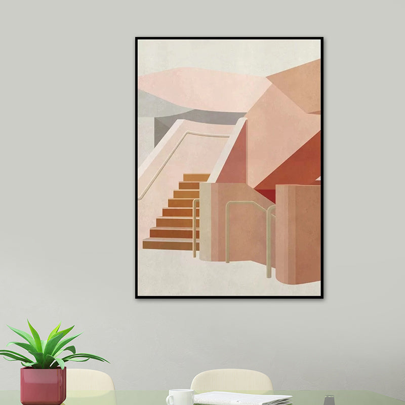 Indoor Stairs Wall Decor in Light Color Contemporary Style Canvas for Dining Room Clearhalo 'Art Gallery' 'Canvas Art' 'Contemporary Art Gallery' 'Modern' Arts' 1640900