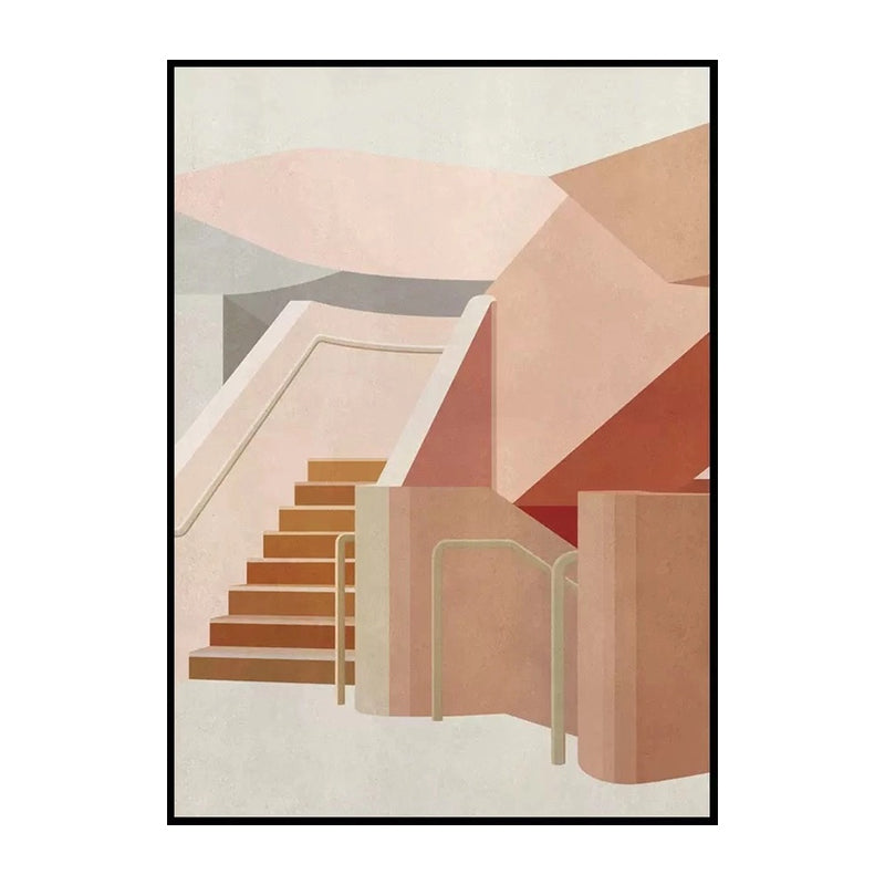 Indoor Stairs Wall Decor in Light Color Contemporary Style Canvas for Dining Room Clearhalo 'Art Gallery' 'Canvas Art' 'Contemporary Art Gallery' 'Modern' Arts' 1640902