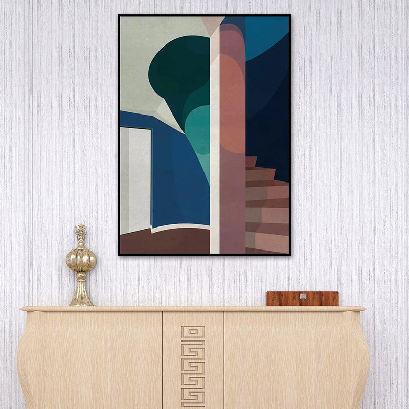 Contemporary House Interior Painting in Soft Color Textured Wall Art for Guest Room Blue Clearhalo 'Art Gallery' 'Canvas Art' 'Contemporary Art Gallery' 'Modern' Arts' 1640920