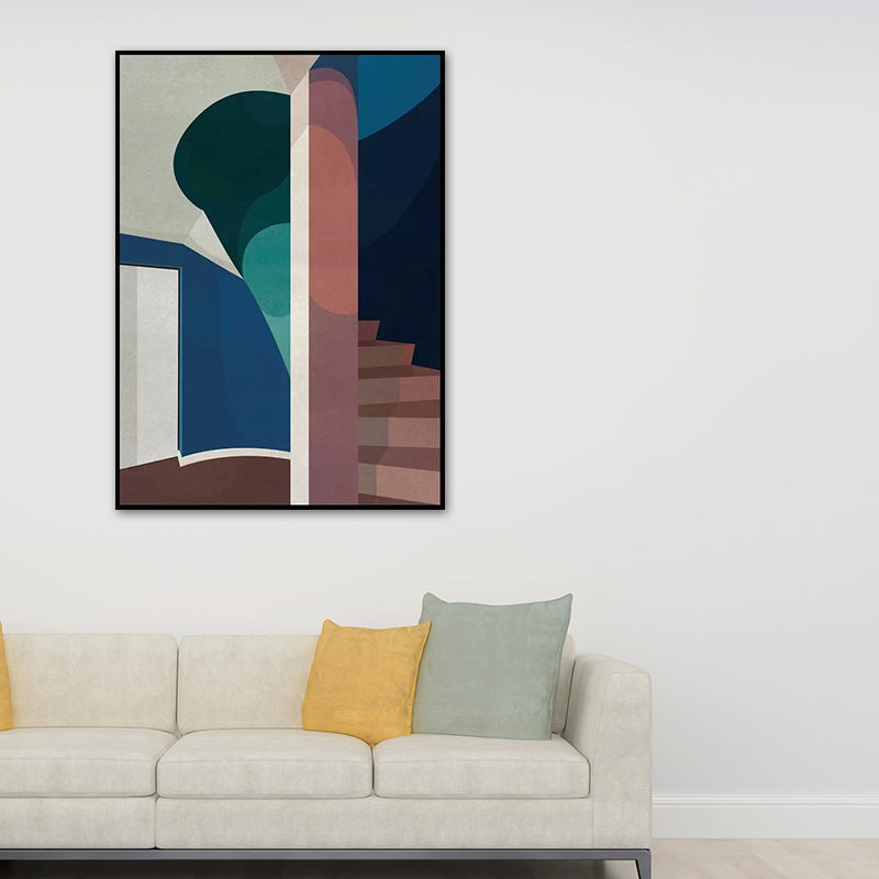 Contemporary House Interior Painting in Soft Color Textured Wall Art for Guest Room Clearhalo 'Art Gallery' 'Canvas Art' 'Contemporary Art Gallery' 'Modern' Arts' 1640922