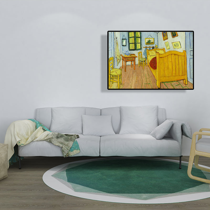 Vincents Bedroom in Arles Painting Rust Classical House Interior Wall Art in Yellow Clearhalo 'Art Gallery' 'Canvas Art' 'Country Art Gallery' 'French Country' 'Rustic' Arts' 1640943