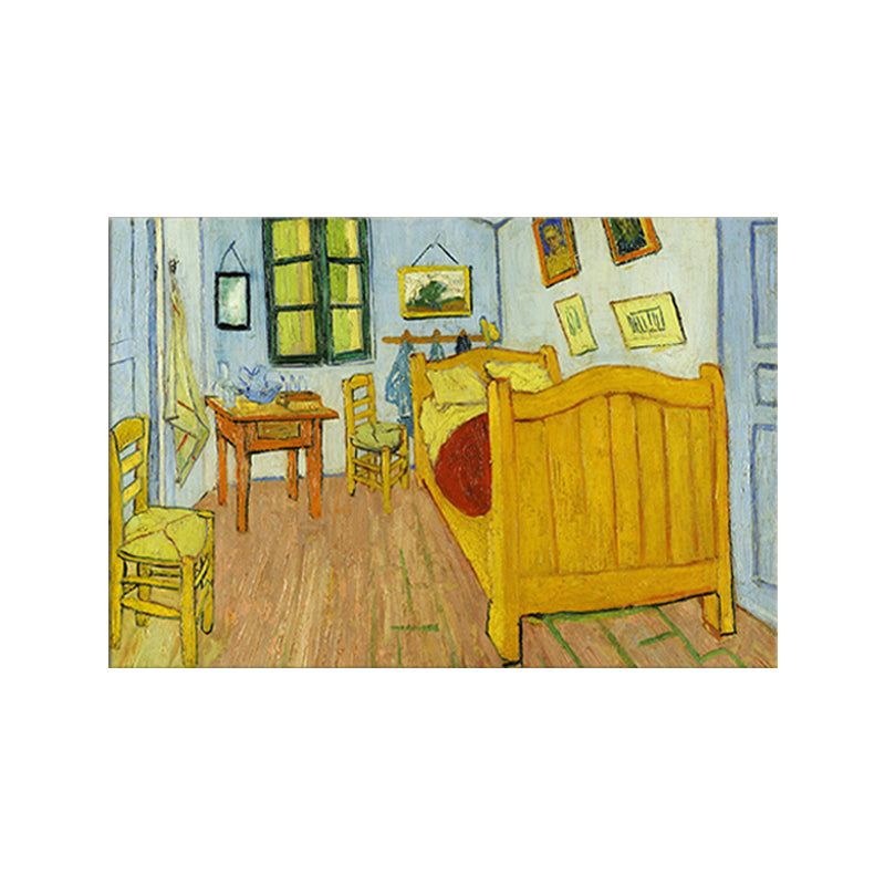 Vincents Bedroom in Arles Painting Rust Classical House Interior Wall Art in Yellow Clearhalo 'Art Gallery' 'Canvas Art' 'Country Art Gallery' 'French Country' 'Rustic' Arts' 1640944