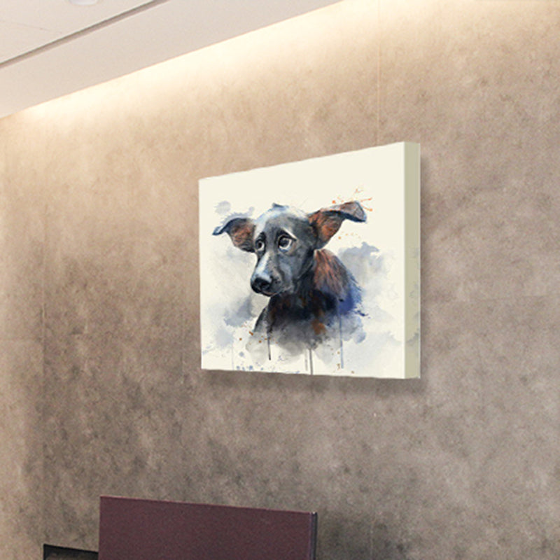 Black Hairless Dog Wall Art Pet Painting Kids Textured Canvas Print for Child Room Black Clearhalo 'Art Gallery' 'Canvas Art' 'Kids' Arts' 1640968