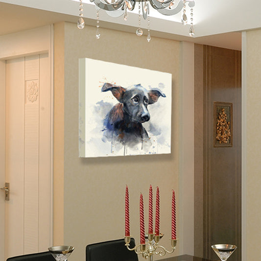 Black Hairless Dog Wall Art Pet Painting Kids Textured Canvas Print for Child Room Clearhalo 'Art Gallery' 'Canvas Art' 'Kids' Arts' 1640969