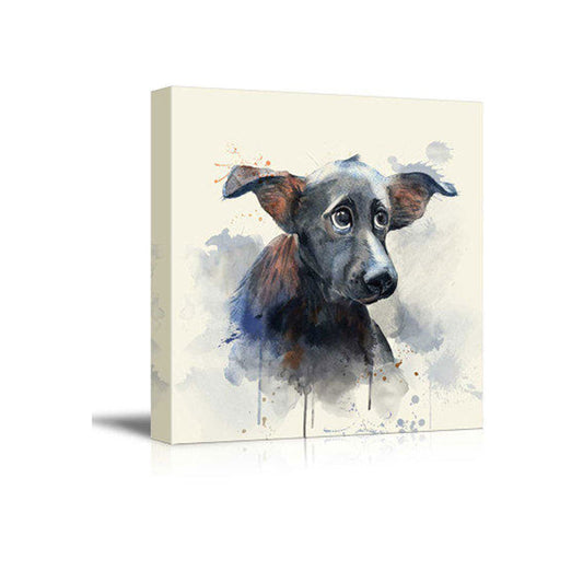 Black Hairless Dog Wall Art Pet Painting Kids Textured Canvas Print for Child Room Clearhalo 'Art Gallery' 'Canvas Art' 'Kids' Arts' 1640971