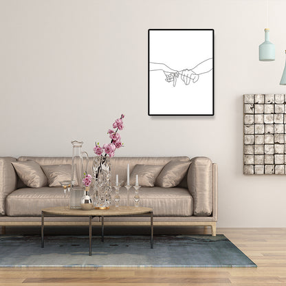 Canvas White Painting Nordic Charcoal Drawings Hand in Hand Wall Art Decor, Multiple Sizes White Design 1 Clearhalo 'Arts' 'Canvas Art' 1640974