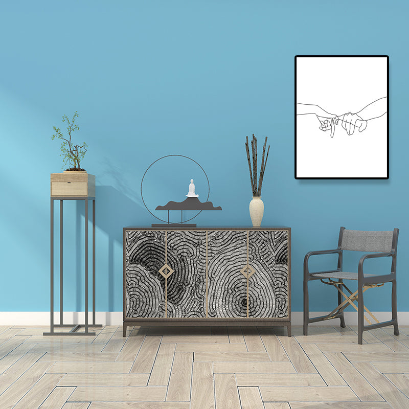 Canvas White Painting Nordic Charcoal Drawings Hand in Hand Wall Art Decor, Multiple Sizes Clearhalo 'Arts' 'Canvas Art' 1640975