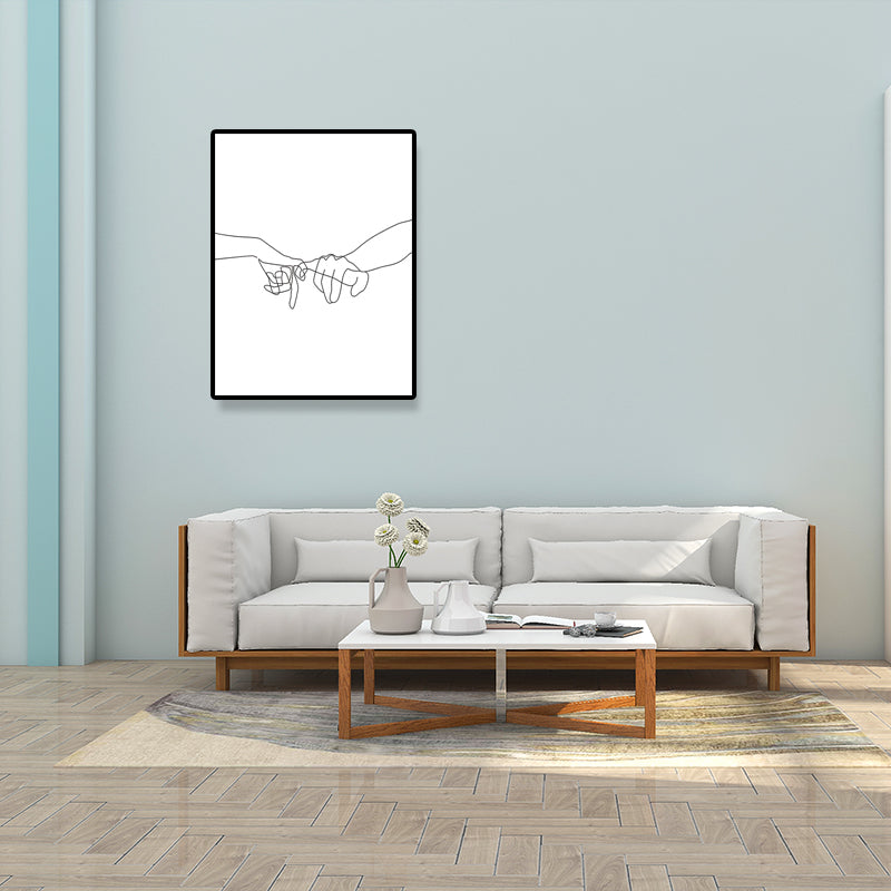 Canvas White Painting Nordic Charcoal Drawings Hand in Hand Wall Art Decor, Multiple Sizes Clearhalo 'Arts' 'Canvas Art' 1640976