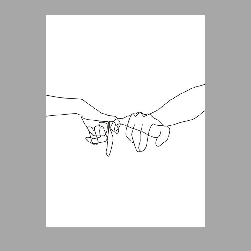 Canvas White Painting Nordic Charcoal Drawings Hand in Hand Wall Art Decor, Multiple Sizes Clearhalo 'Arts' 'Canvas Art' 1640977