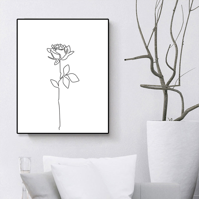 Canvas White Painting Nordic Charcoal Drawings Hand in Hand Wall Art Decor, Multiple Sizes White Design 3 Clearhalo 'Arts' 'Canvas Art' 1640988