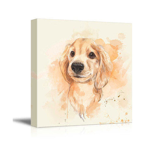 Textured Beagle Puppy Painting Childrens Art Canvas Wall Decor in Yellow for Nursery Clearhalo 'Art Gallery' 'Canvas Art' 'Kids' Arts' 1641005