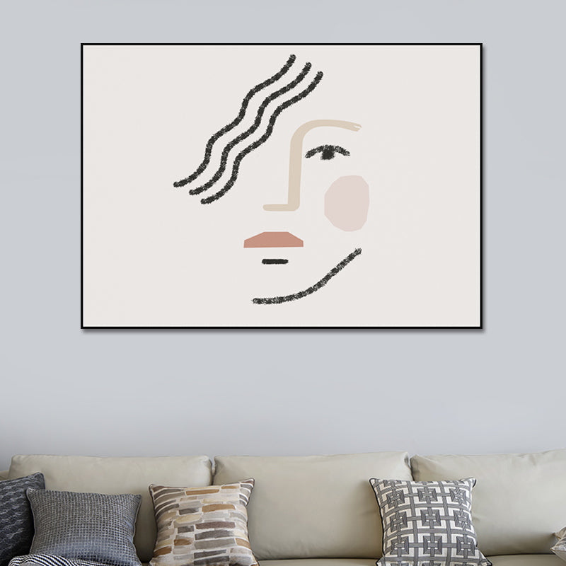 Big Girl's Face Portraiture Painting White Canvas Materials Wall Art Print Textured White Clearhalo 'Arts' 'Canvas Art' 1641008