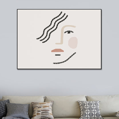Big Girl's Face Portraiture Painting White Canvas Materials Wall Art Print Textured White Clearhalo 'Arts' 'Canvas Art' 1641008