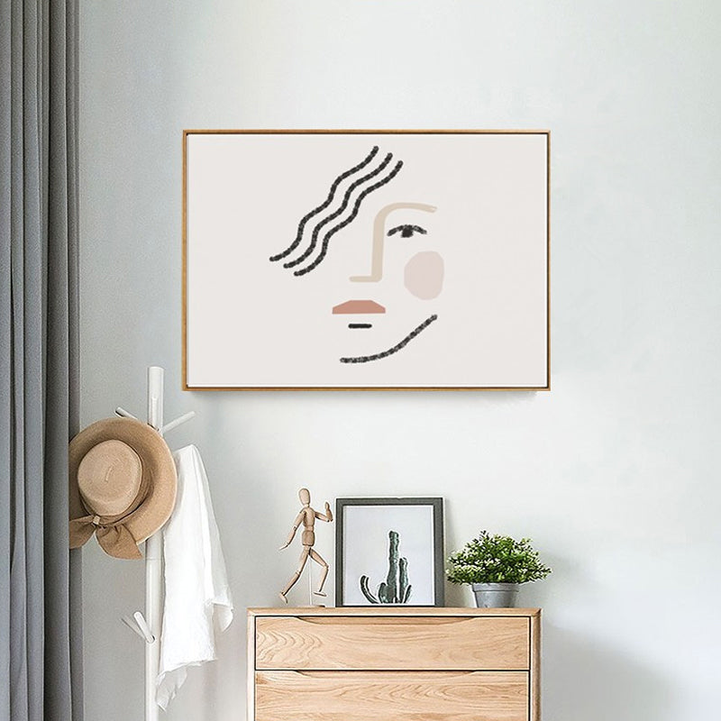 Big Girl's Face Portraiture Painting White Canvas Materials Wall Art Print Textured Clearhalo 'Arts' 'Canvas Art' 1641009