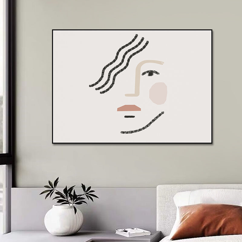 Big Girl's Face Portraiture Painting White Canvas Materials Wall Art Print Textured - Clearhalo - 'Arts' - 'Canvas Art' - 1641010