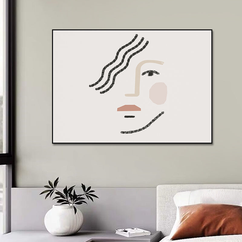 Big Girl's Face Portraiture Painting White Canvas Materials Wall Art Print Textured Clearhalo 'Arts' 'Canvas Art' 1641010