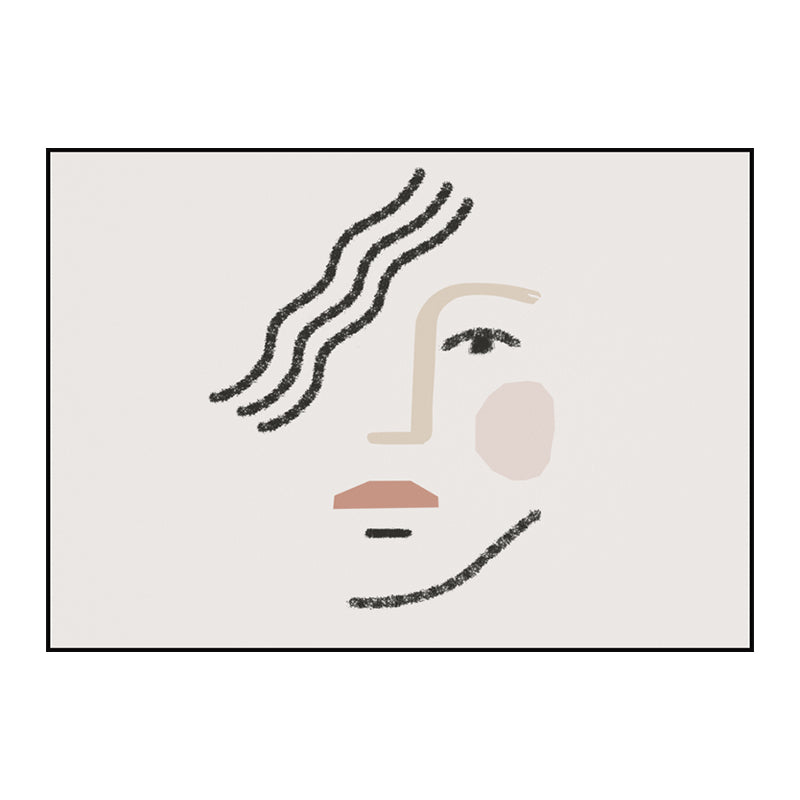 Big Girl's Face Portraiture Painting White Canvas Materials Wall Art Print Textured Clearhalo 'Arts' 'Canvas Art' 1641011