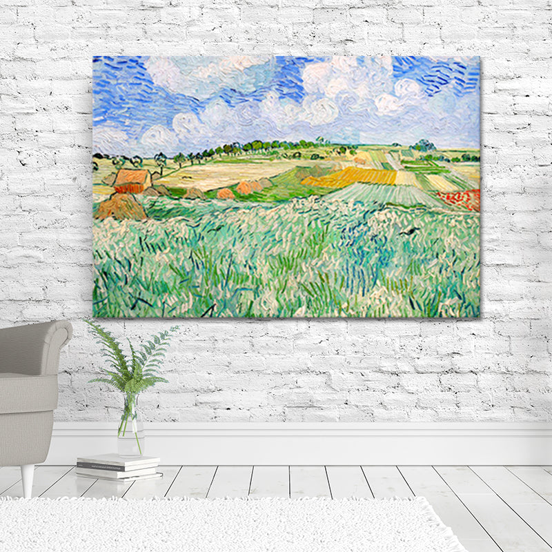 Post Impressionism Canvas Wall Art Green Van Gogh Farm Field Painting for Living Room Clearhalo 'Art Gallery' 'Canvas Art' 'Country Art Gallery' 'French Country' 'Rustic' Arts' 1641024