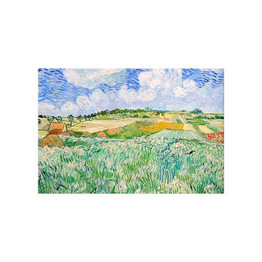 Post Impressionism Canvas Wall Art Green Van Gogh Farm Field Painting for Living Room Clearhalo 'Art Gallery' 'Canvas Art' 'Country Art Gallery' 'French Country' 'Rustic' Arts' 1641025