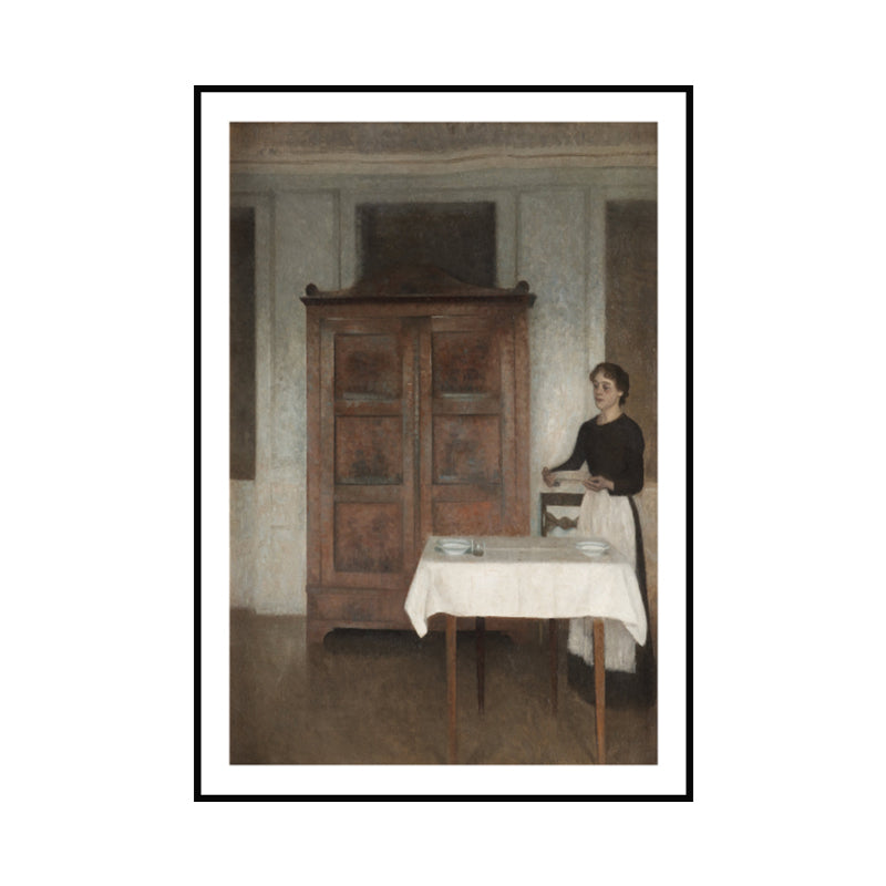 Nostalgic the Maid Painting Art Print Brown Textured Wall Decoration for Dining Room Clearhalo 'Arts' 'Canvas Art' 1641032