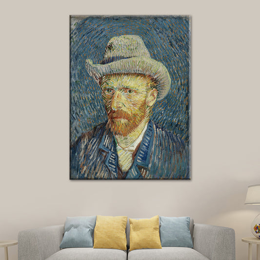 Van Gogh Self Portrait Painting Retro Style Textured Wall Art Decor for Living Room Clearhalo 'Arts' 'Canvas Art' 1641051
