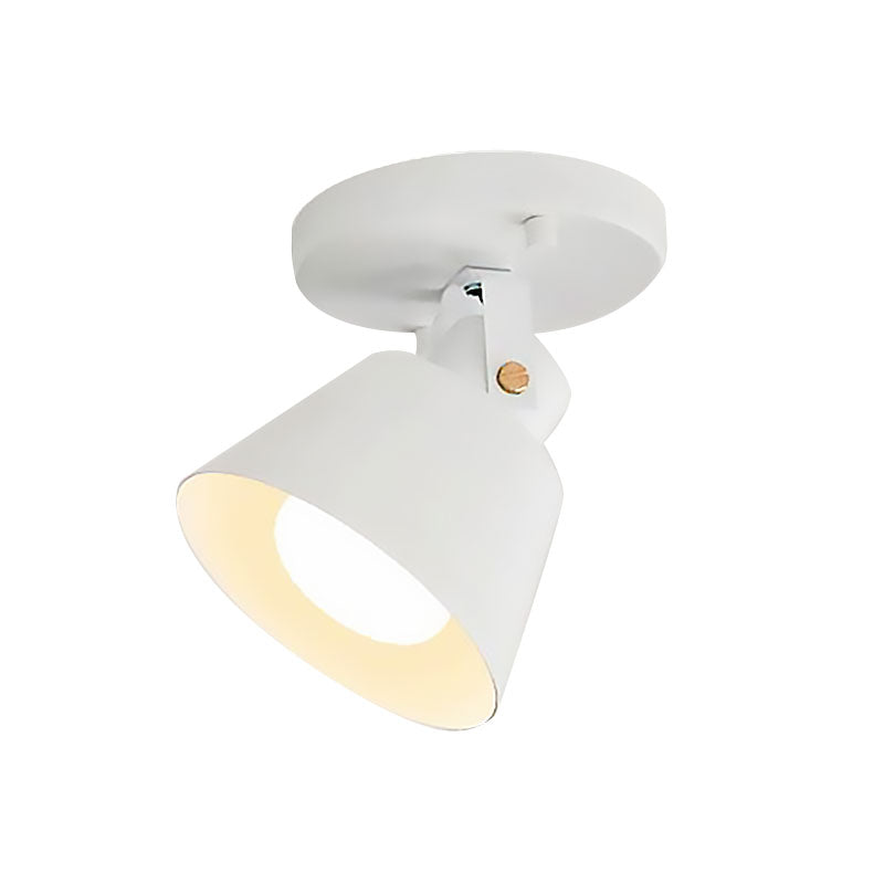Black/White 1 Head Semi Flush Ceiling Light Loft Stylish Metallic Conical Shade Rotatable Ceiling Lamp Clearhalo 'Ceiling Lights' 'Close To Ceiling Lights' 'Close to ceiling' 'Semi-flushmount' Lighting' 164106