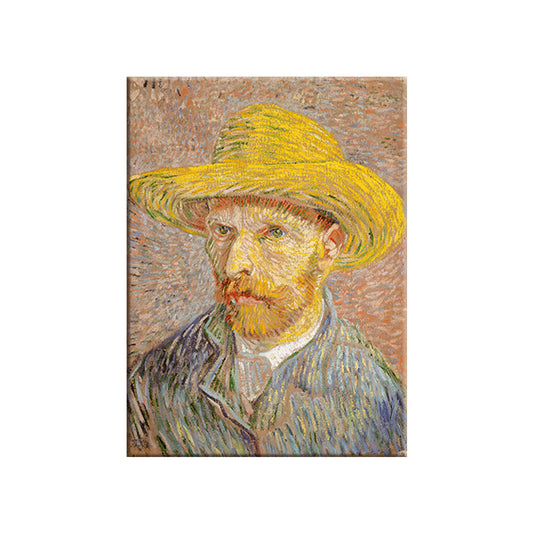 Van Gogh Canvas Art Vintage Classic Self-Portrait with Straw Hat Painting in Pastel Color Clearhalo 'Arts' 'Canvas Art' 1641081