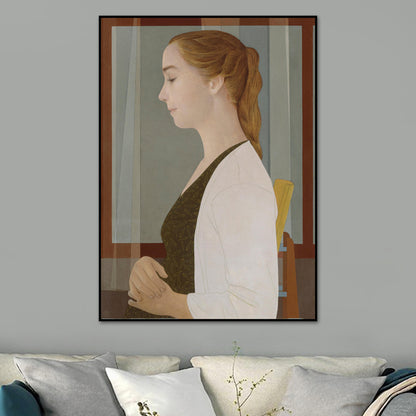 Woman Side Profile Portrait Painting Vintage Canvas Wall Art in Brown for Home Brown Clearhalo 'Arts' 'Canvas Art' 1641085