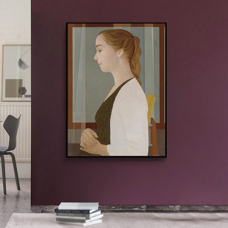Woman Side Profile Portrait Painting Vintage Canvas Wall Art in Brown for Home Clearhalo 'Arts' 'Canvas Art' 1641087