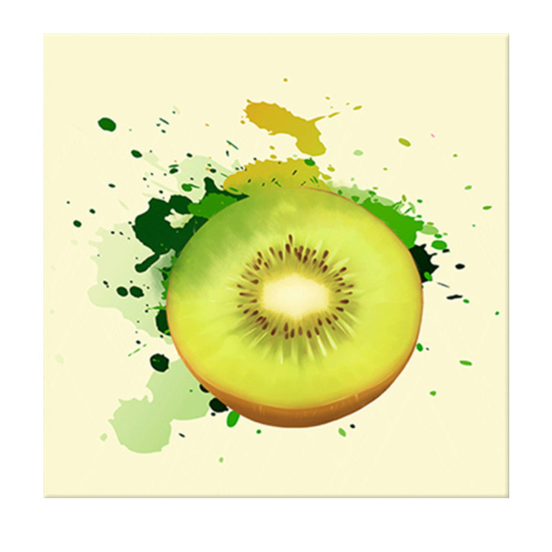 Kiwi Fruit Paint Wall Art Kids Style Canvas Painting in Yellow-Green for Dining Room Clearhalo 'Art Gallery' 'Canvas Art' 'Kids' Arts' 1641116
