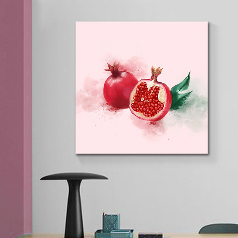Kids Pomegranate Fruit Painting Red Textured Surface Wall Art for Dining Room Red Clearhalo 'Art Gallery' 'Canvas Art' 'Kids' Arts' 1641120