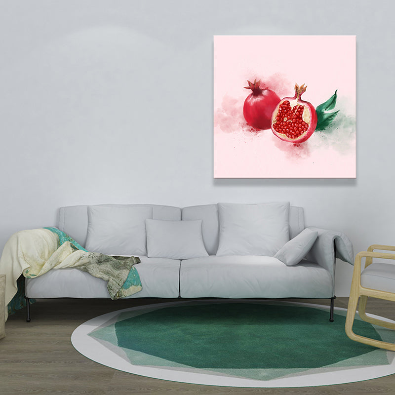 Kids Pomegranate Fruit Painting Red Textured Surface Wall Art for Dining Room Clearhalo 'Art Gallery' 'Canvas Art' 'Kids' Arts' 1641122
