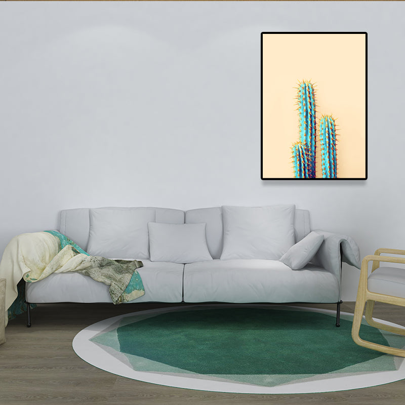Textured Cactus Plant Art Print Canvas Tropical Wall Decor for Living Room, Soft Color Yellow Clearhalo 'Art Gallery' 'Canvas Art' 'Coastal Art Gallery' 'Tropical' Arts' 1641162