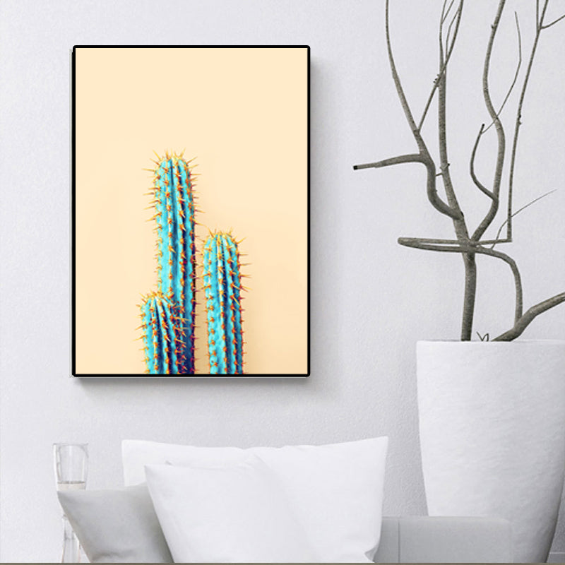 Textured Cactus Plant Art Print Canvas Tropical Wall Decor for Living Room, Soft Color Clearhalo 'Art Gallery' 'Canvas Art' 'Coastal Art Gallery' 'Tropical' Arts' 1641163