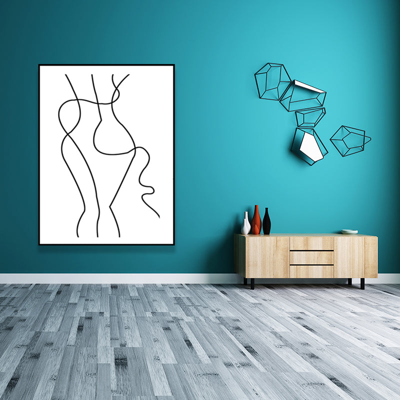 Nordic Painting White Charcoal Drawings Character Portrait Wall Art Print, Multiple Sizes White Clearhalo 'Arts' 'Canvas Art' 1641169