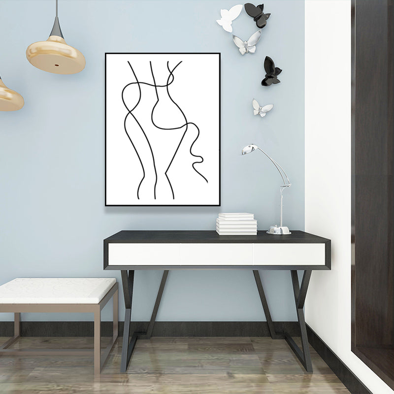 Nordic Painting White Charcoal Drawings Character Portrait Wall Art Print, Multiple Sizes Clearhalo 'Arts' 'Canvas Art' 1641170