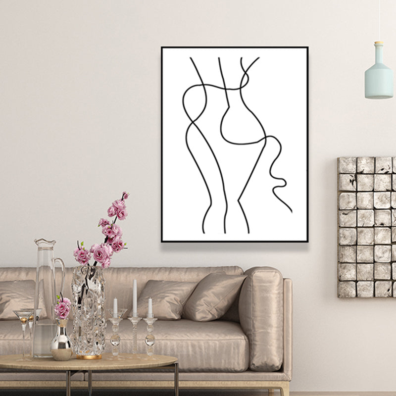 Nordic Painting White Charcoal Drawings Character Portrait Wall Art Print, Multiple Sizes Clearhalo 'Arts' 'Canvas Art' 1641171